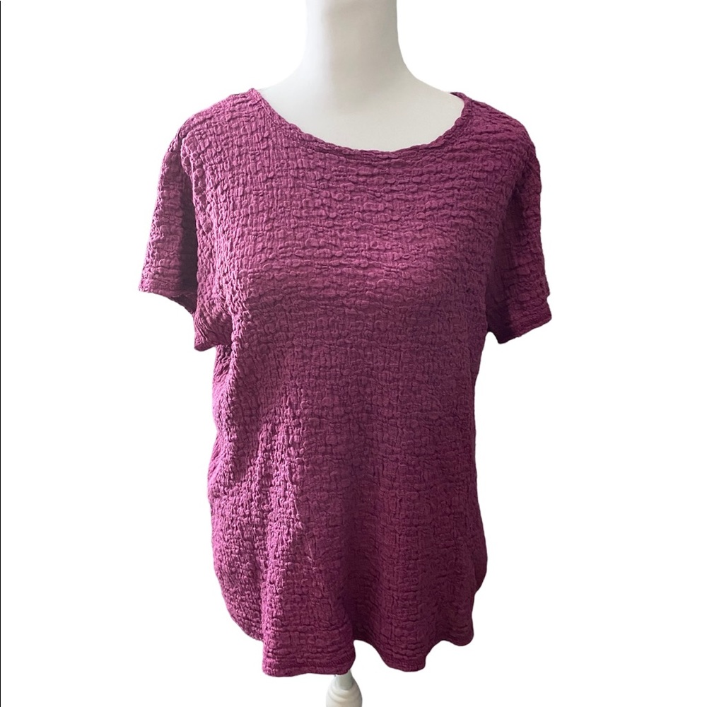 Croft & Borrow T-Shirt Blouse Short Sleeve Maroon Size Petite Extra Large